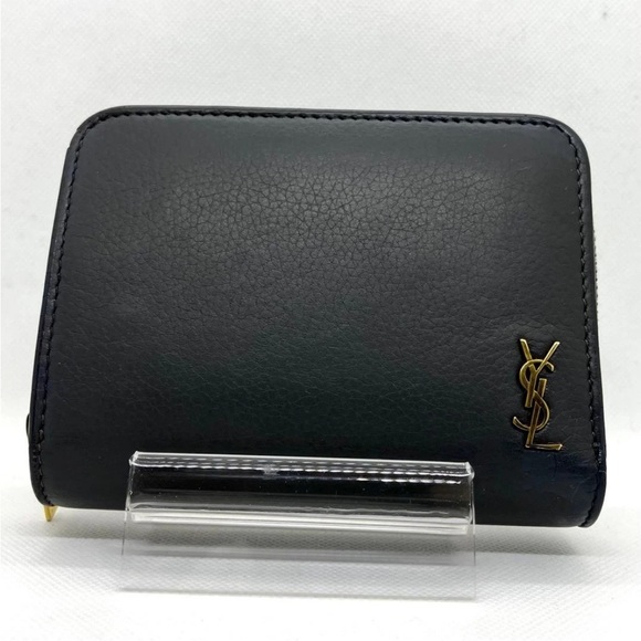 Saint Laurent Black Leather Wallet with Gold Accents - Picture 2 of 11